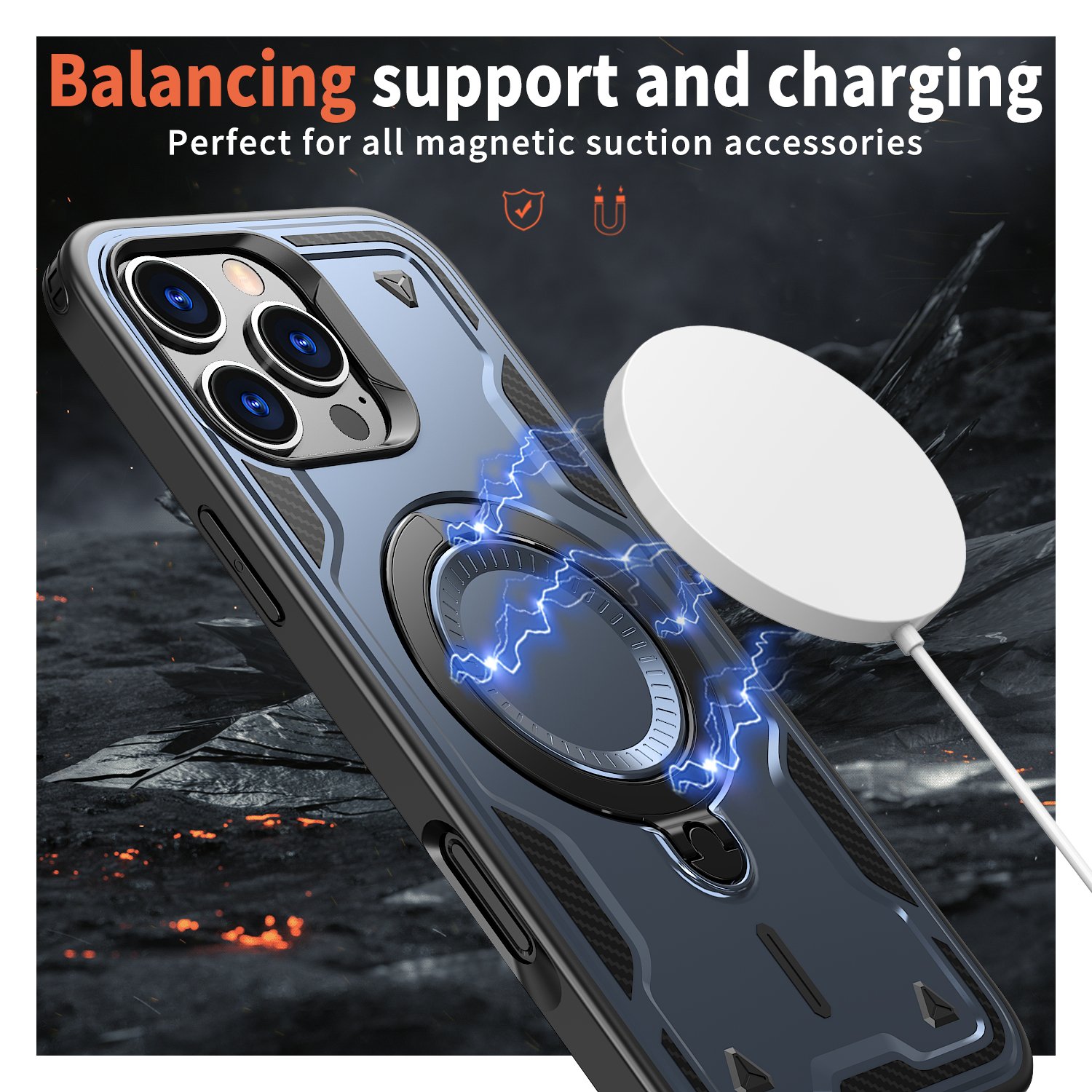 Hybrid Magnetic Stand Phone Case For iPhone 16 15 14 13 Kickstand wireless charge mobile phone case for iPhone 16 Pro Max