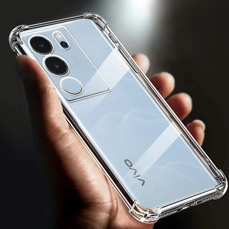 Shockproof soft tpu Clear Phone Case for Vivo Y100A Y100i Y11 12 17s iQOO 11S 12 Pro Y53t S15 S16 V23 V25 Pro Anti-yellow Cover