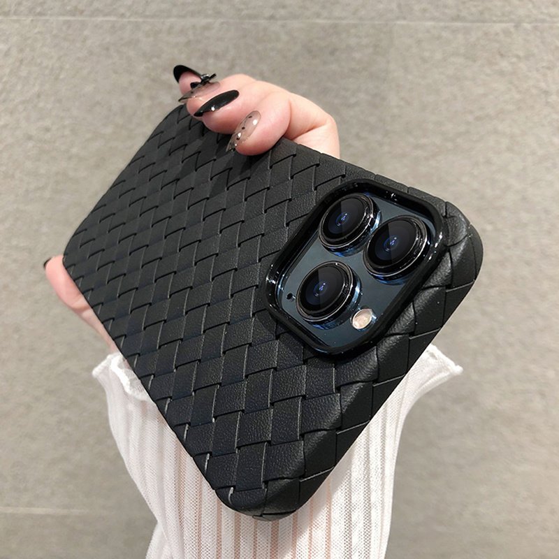 Breathable Weave Pattern Soft Thin Case For iPhone 15 14 13 11 Pro Max XS Max 7 8 Plus SE 2 3 BV Grid Solid Back Cover 15 case 16