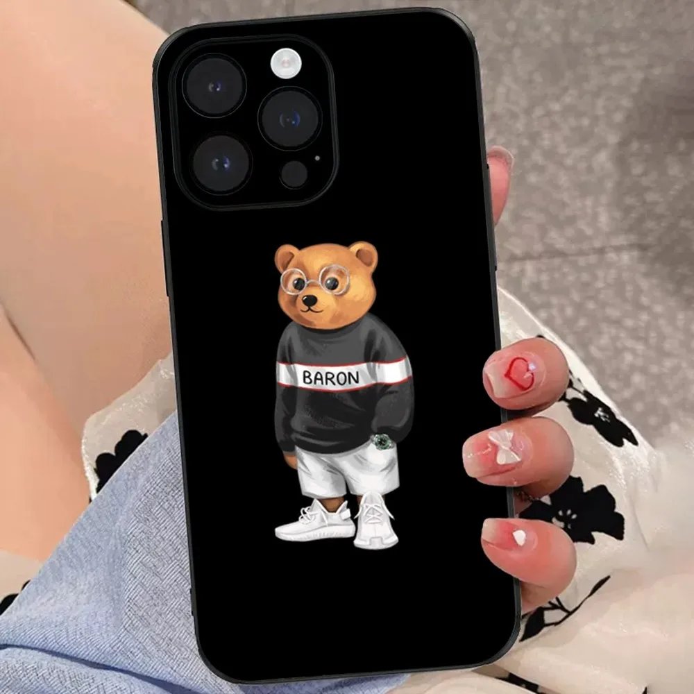 Baron F-Filou Bear Phone Case For IPhone 15,14,13,12,11 Plus,Pro,Max,XR,XS,X,7,8 Plus,SE,Mini Soft Black Cover