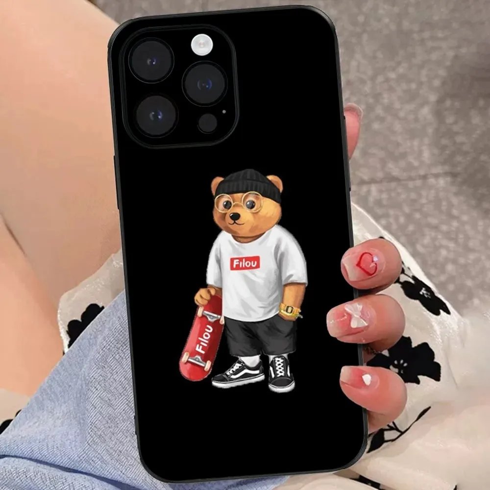 Baron F-Filou Bear Phone Case For IPhone 15,14,13,12,11 Plus,Pro,Max,XR,XS,X,7,8 Plus,SE,Mini Soft Black Cover