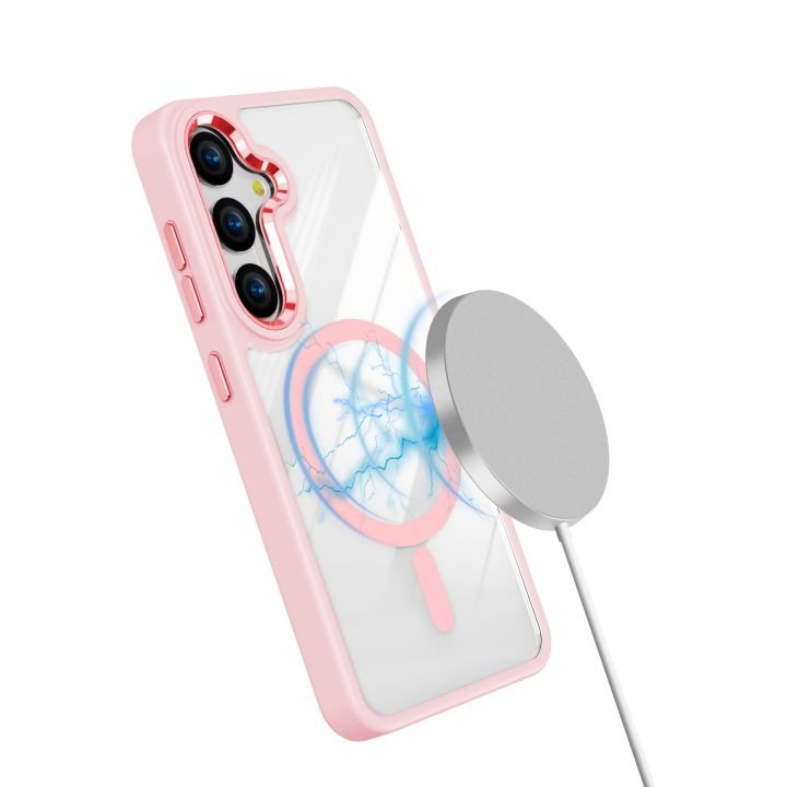 High Quality Metal Lens Design Transparent Magnetic Charging Mobile Phone Case For Samsung Galaxy S24 ultra S23 plus Back Cover