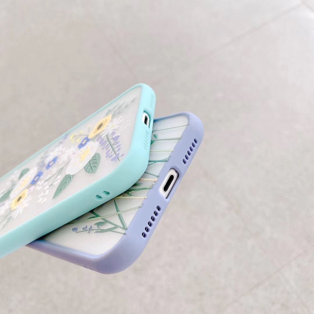 For iPhone 14 15 Plus Cases Floral for iPhone 16 Pro Flower Pattern Soft Mobile Phone Case Blue Oil Painting Flower Phone Case