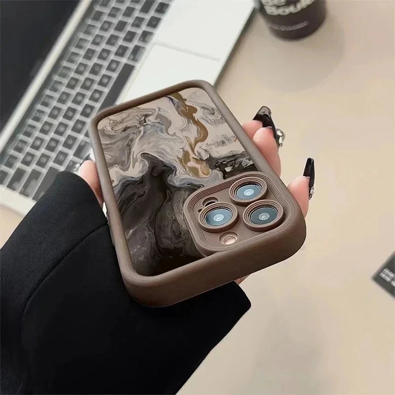 Black Style Gradient Watercolor Phone Case For IPhone 15 14 Pro Max 13 12 11 Pro Max 7 8 Plus X XS Max XR Soft Silicone Cover