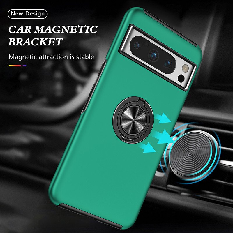 360 Rotated Magnetic Metal Ring Stand Shockproof PC TPU Protective Cover For Google Pixel 8 7 6 Pro Mobile Phone Case
