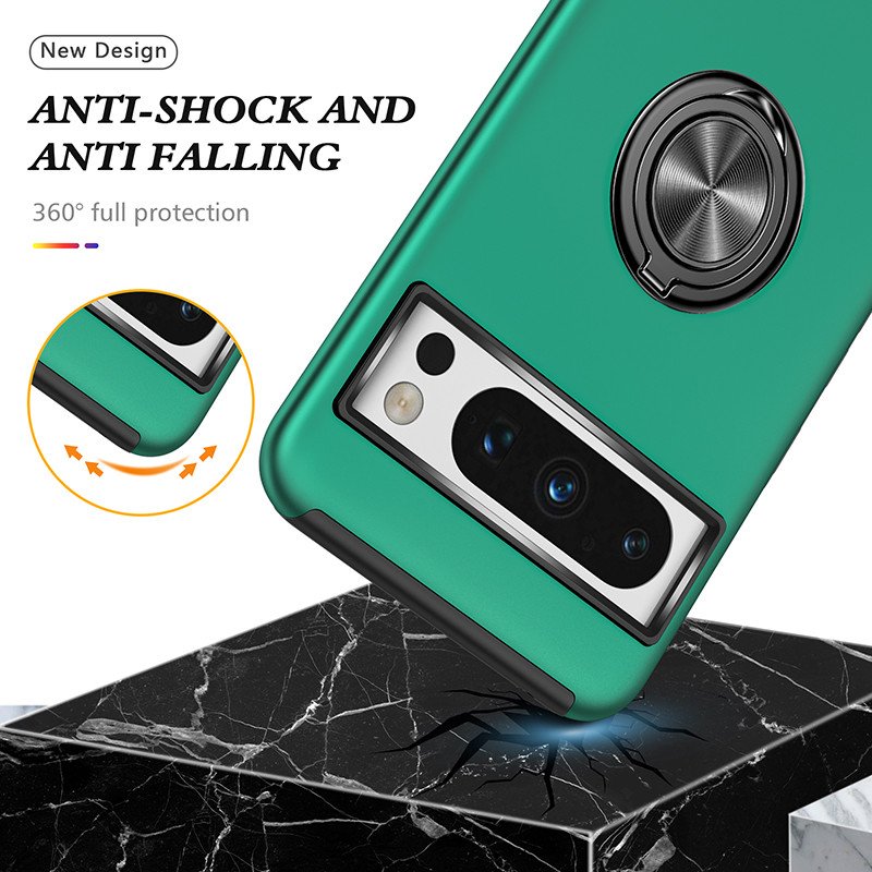 360 Rotated Magnetic Metal Ring Stand Shockproof PC TPU Protective Cover For Google Pixel 8 7 6 Pro Mobile Phone Case