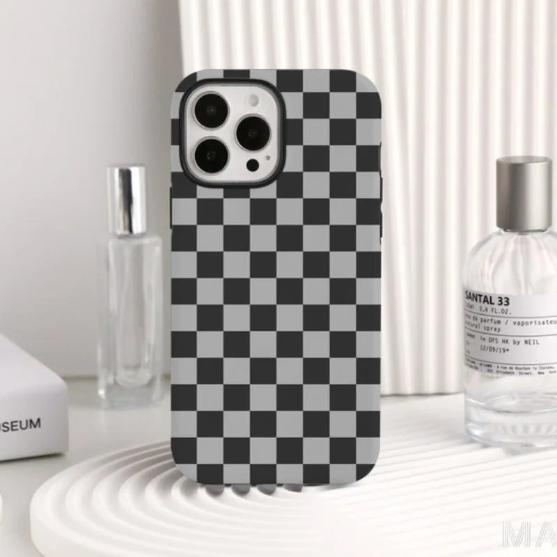 Black Mosaic Individual Phone Case For IPHONE 15PRO MAX 14 13 12 11 PRO Plus 15pro Acrylic TPU Two in one Mobile Phone Cases