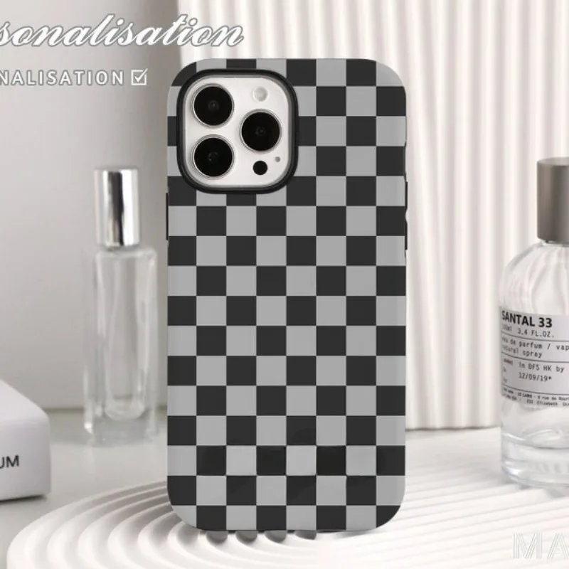 Black Mosaic Individual Phone Case For IPHONE 15PRO MAX 14 13 12 11 PRO Plus 15pro Acrylic TPU Two in one Mobile Phone Cases