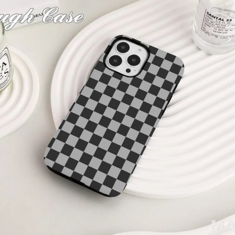 Black Mosaic Individual Phone Case For IPHONE 15PRO MAX 14 13 12 11 PRO Plus 15pro Acrylic TPU Two in one Mobile Phone Cases