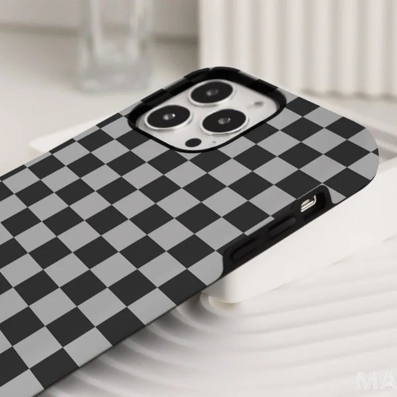 Black Mosaic Individual Phone Case For IPHONE 15PRO MAX 14 13 12 11 PRO Plus 15pro Acrylic TPU Two in one Mobile Phone Cases