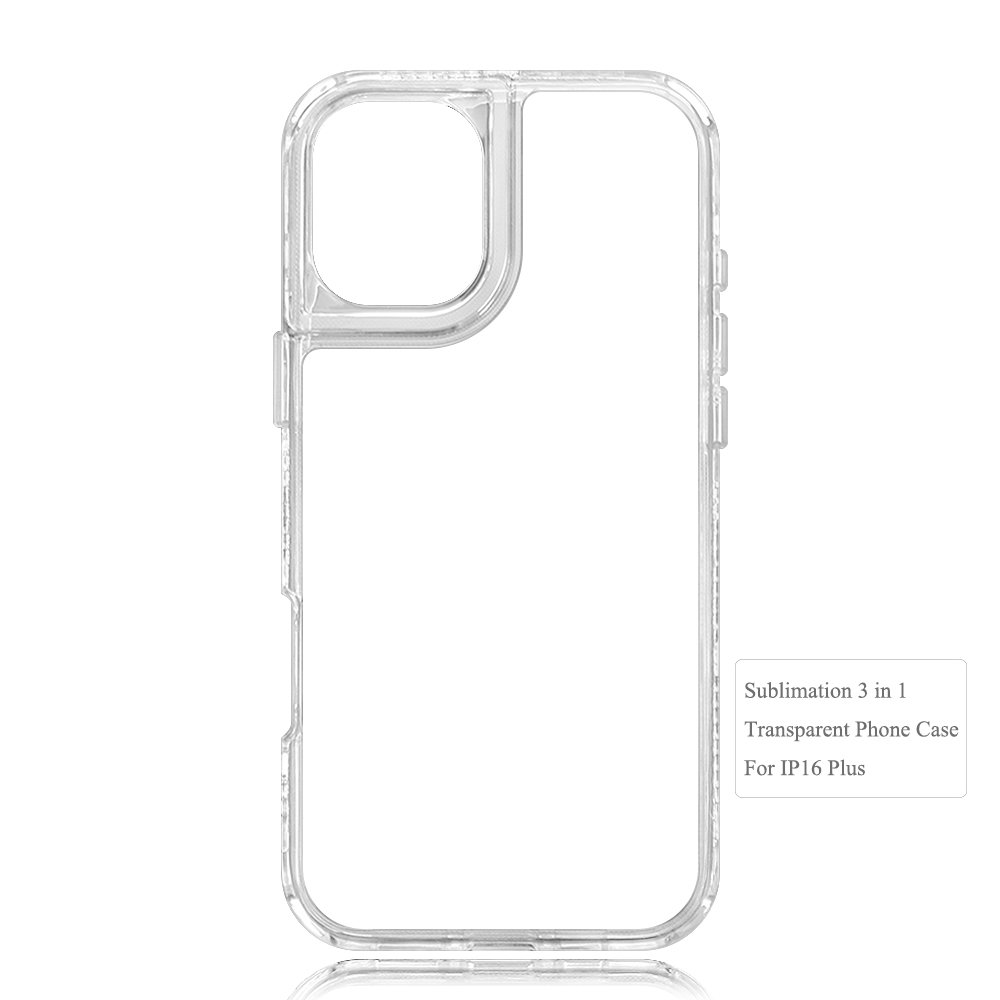 Transparent 2D 3in1 Sublimation Mobile Phone Cases & Bags For iPhone 16 Blank Cell Phone Cover For iPhone 16 Plus / IP16 Pro max