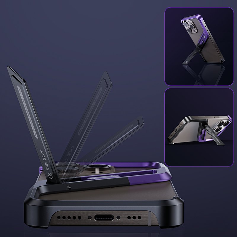 Luxury shockproof metal stand cover mobile cell phone accessories alloy case fundas for apple iphones 15 16 Pro max Promax