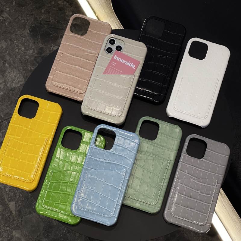 High Quality PU Leather Phone Case For iPhone 16 15 13 12Pro 11 XR MAX 8 7 14 Plus Crocodile Pattern With Card Bags Back Cover