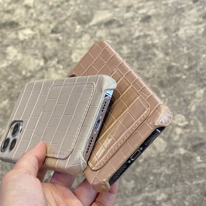 High Quality PU Leather Phone Case For iPhone 16 15 13 12Pro 11 XR MAX 8 7 14 Plus Crocodile Pattern With Card Bags Back Cover
