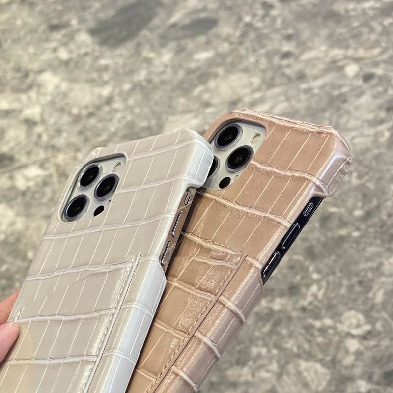 High Quality PU Leather Phone Case For iPhone 16 15 13 12Pro 11 XR MAX 8 7 14 Plus Crocodile Pattern With Card Bags Back Cover