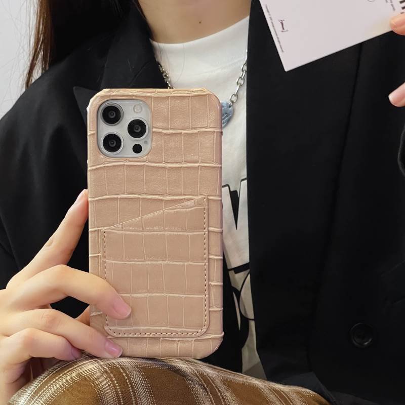 High Quality PU Leather Phone Case For iPhone 16 15 13 12Pro 11 XR MAX 8 7 14 Plus Crocodile Pattern With Card Bags Back Cover