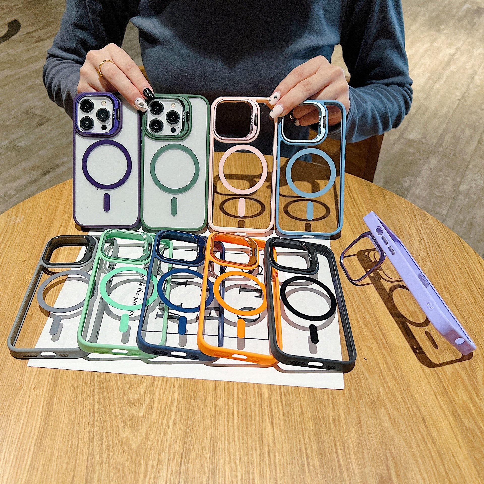 Lens Holder With Alloy Lens Film Transparent Acrylic Magnetic Shockproof Phone Case For iPhone 12 13 15 ProMax 14 Plus 11 16 Pro