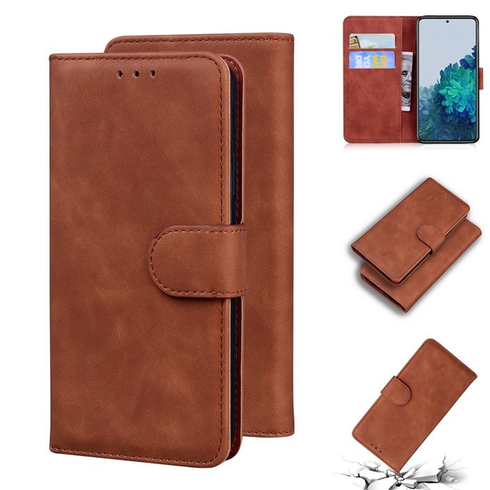 Retro Plain Matte Leather Case For Samsung Galaxy A22 S21 Plus S21 Ultra A04E A42 A32 5G A12 5G Wallet Mobile Cover Pouch