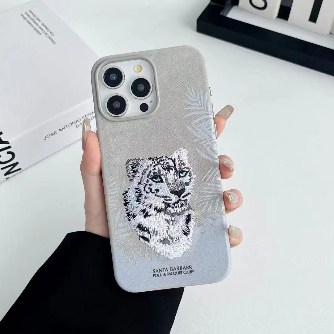 Focuses Embroidery Metal Frame Lens Cute Animal Phone Ca pour telephone portable mobile phone case embroidered