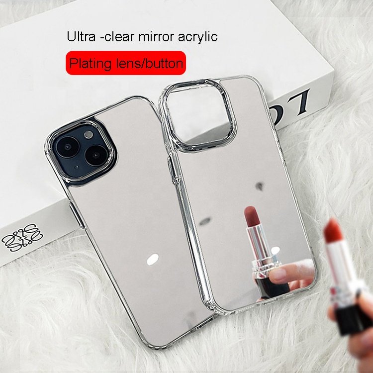 Shock Proof Girls Protective Manufacturer Mirror Blank Acrylic Cover Clear Mobile Phone Case For 13 14 15 Pro Max