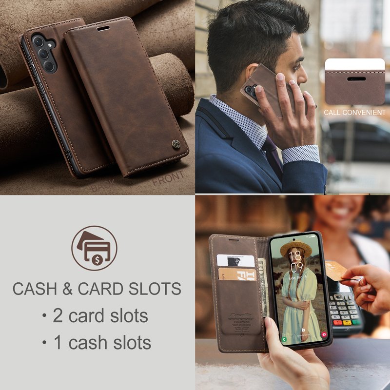 For Samsung Galaxy A05S A15 4G A25 A35 A55 5G Back Cover Original CaseMe 013 Retro Matte Shockproof Flip Leather Phone Case