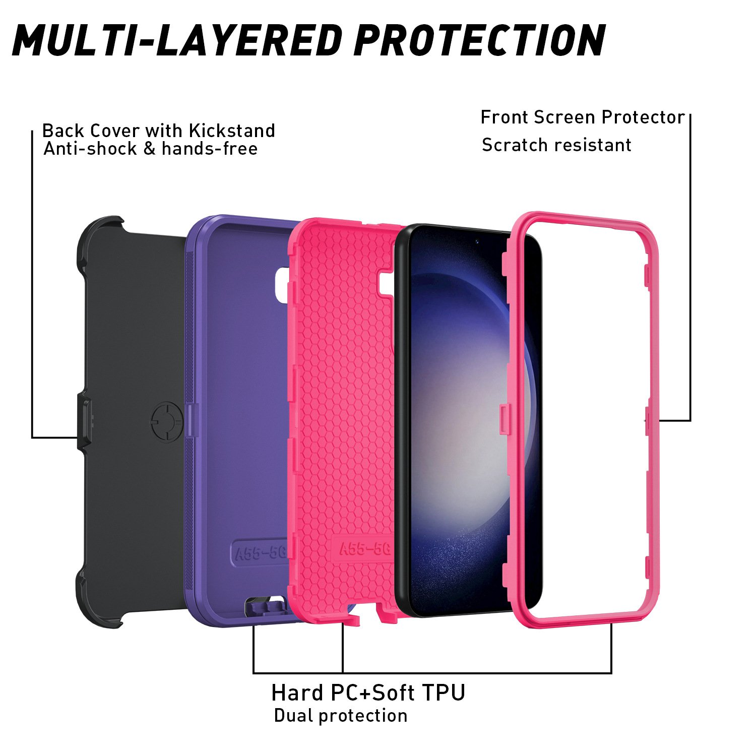 GScase 4 In 1 Mobile Cover with clip Shockproof Defender Robot heavy duty case Mobile Phone case For iphone15 Pro max
