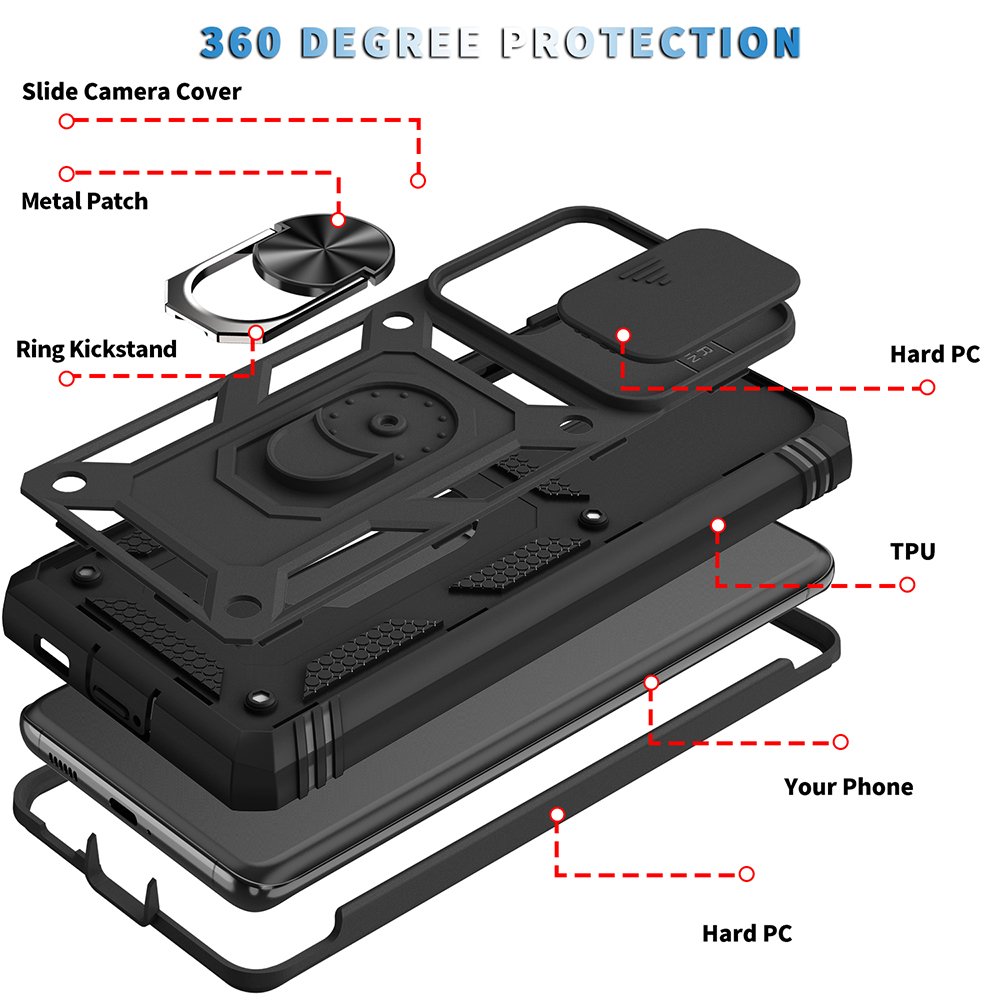 Ultra Anti-Shock Mobile Phone Case Slide Camera Cover Magnetic Car Mount Kickstand Shockproof Phone Case For Samsung S21 Ultra