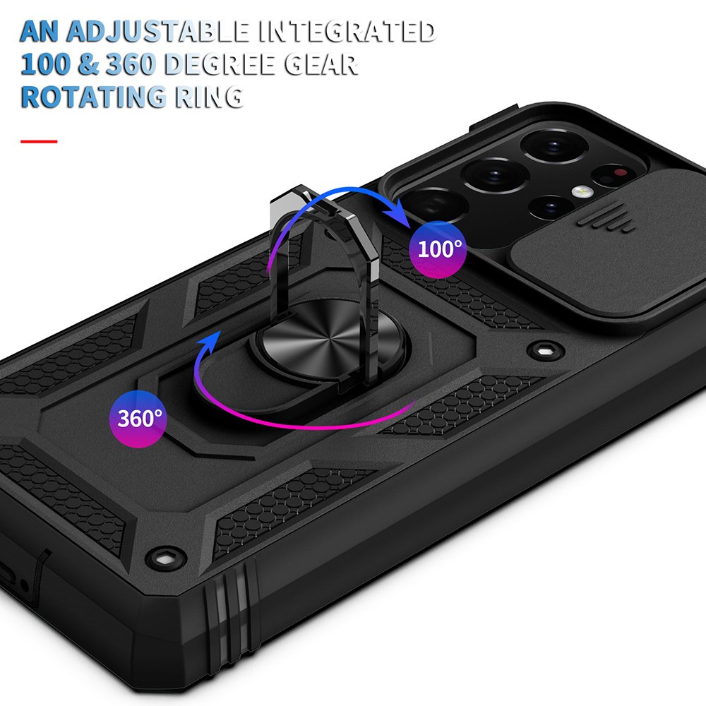 Ultra Anti-Shock Mobile Phone Case Slide Camera Cover Magnetic Car Mount Kickstand Shockproof Phone Case For Samsung S21 Ultra