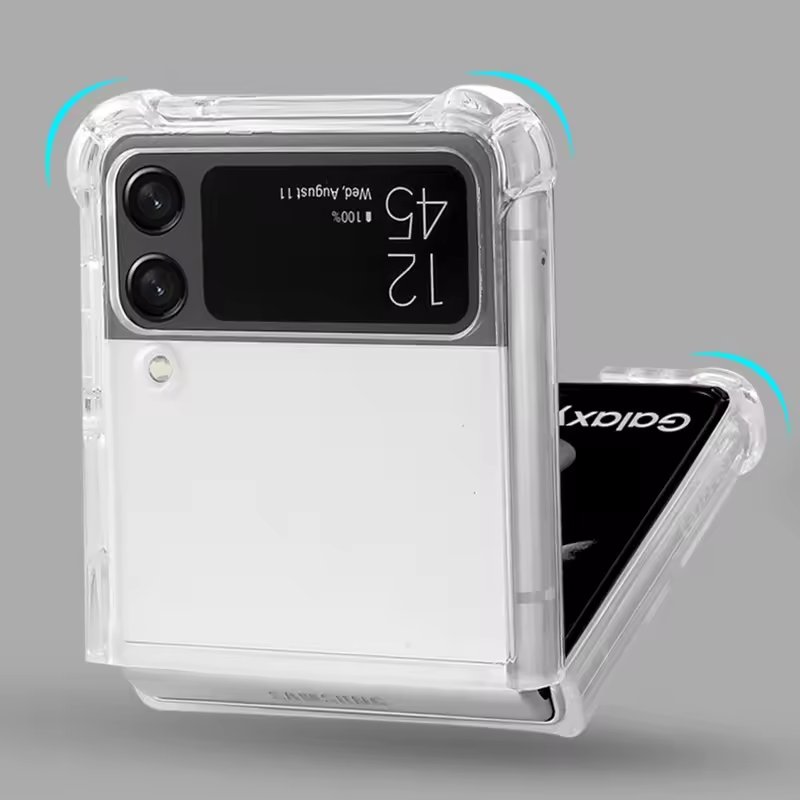 For Galaxy Z Flip 6 5 Clear TPU Case Hard Acrylic Cellphone Back Cover Folding Mobile Phone Cases for Samsung Z Flip5 Flip6