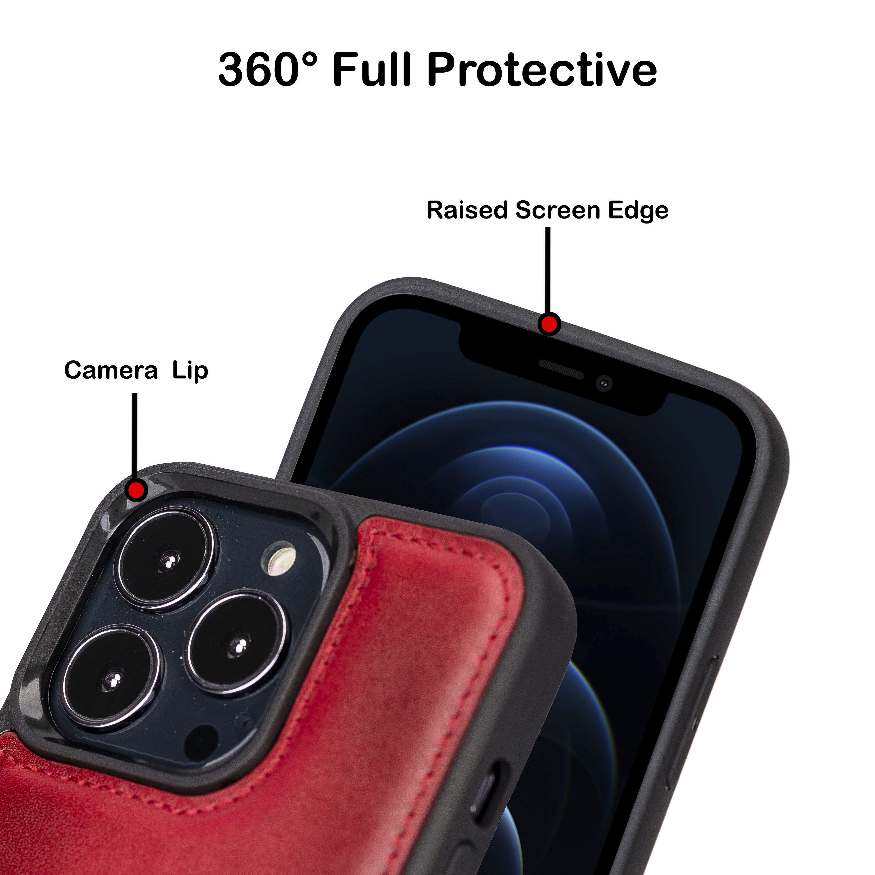 Genuine Leather Handmade Flex Cover Phone Case for iPhone 13 Pro Max 6.7" Wireless Charging Compatible