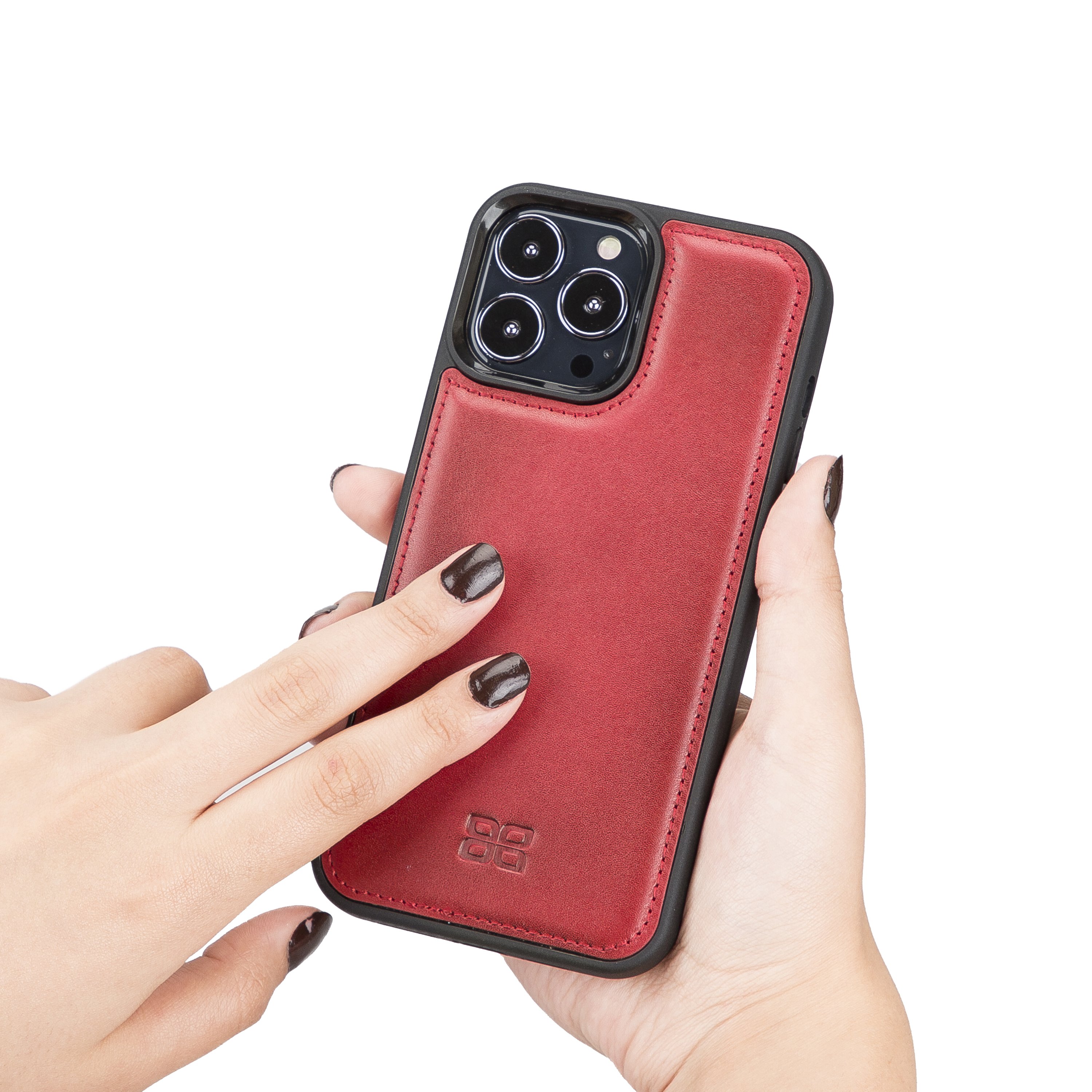 Genuine Leather Handmade Flex Cover Phone Case for iPhone 13 Pro Max 6.7" Wireless Charging Compatible