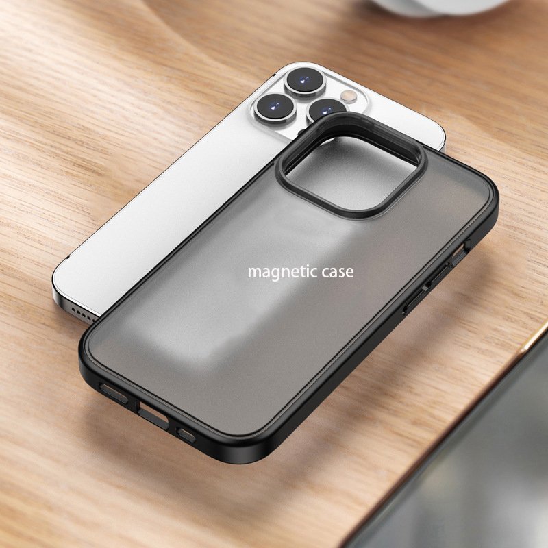 Premium Magnetic Frosted Case For iPhone 14 Pro Translucent PC TPU Hard Cover Phone Case For iPhone 14 Pro Max 15