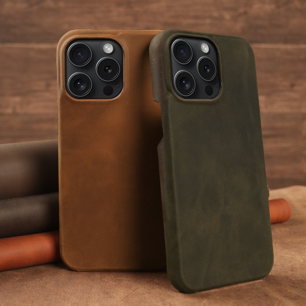 Luxury Genuine Leather Phone Case Holder For iPhone 15 14 Plus 13 12 11 Pro Max 7 8 Plus Crazy Horse Leather Shockproof Cover