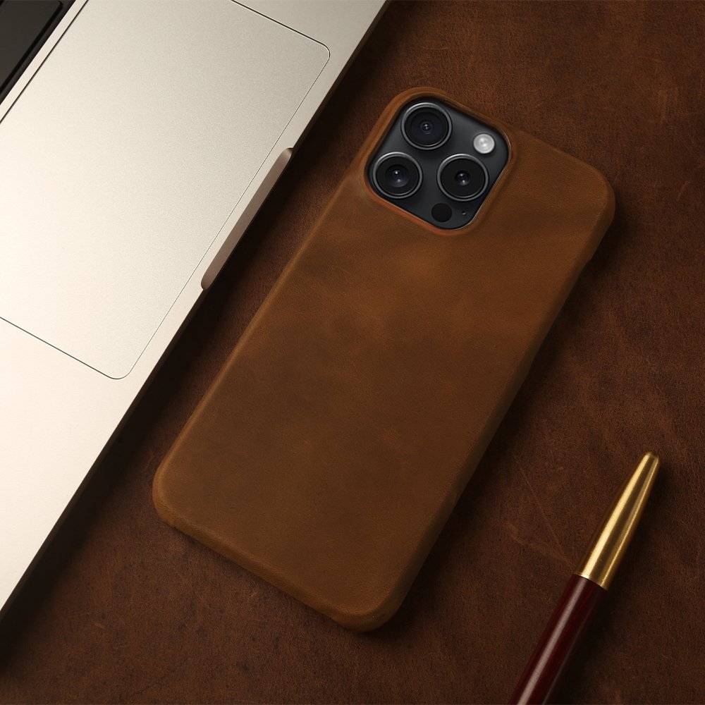 Luxury Genuine Leather Phone Case Holder For iPhone 15 14 Plus 13 12 11 Pro Max 7 8 Plus Crazy Horse Leather Shockproof Cover