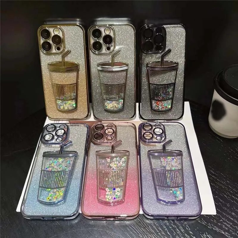 2024 shockproof Lens Quicksand Glitter Sand Cell Smart Mobile Phone Case Shell for iphone 15 14 13 12 11 Pro Max
