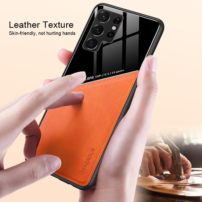 Galaxy S23 Ultra 23 Plus Shockproof Case Coque Half-wrapped TPU CN;GUA Leather for Samsung S 22 Ultra Case Mobile Phone Cases