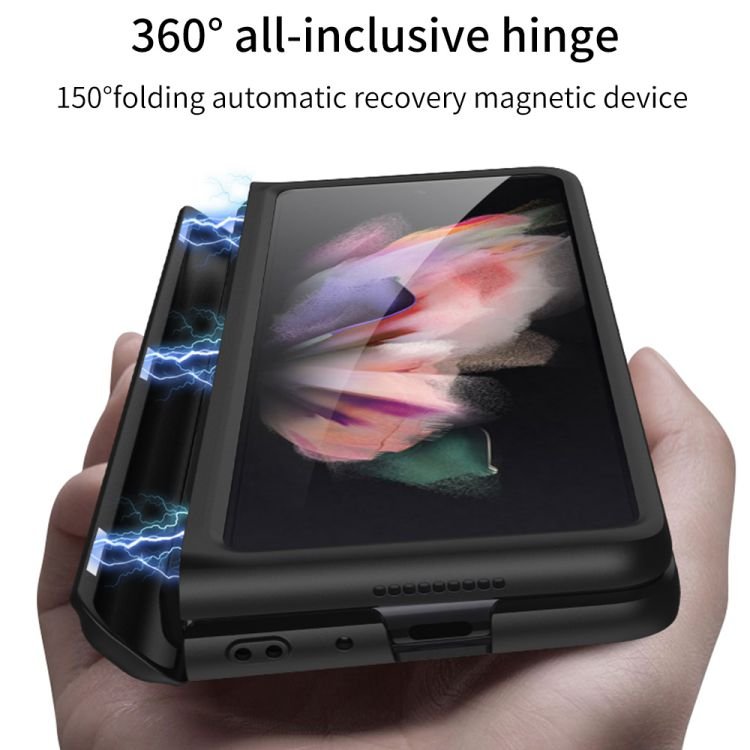 Z Fold 5 4 3 Hinge Case PU Leather Case Cover For Samsung Galaxy Z Fold 5 Case Hinge With Bracket