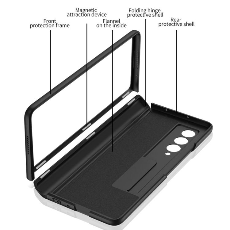 Z Fold 5 4 3 Hinge Case PU Leather Case Cover For Samsung Galaxy Z Fold 5 Case Hinge With Bracket