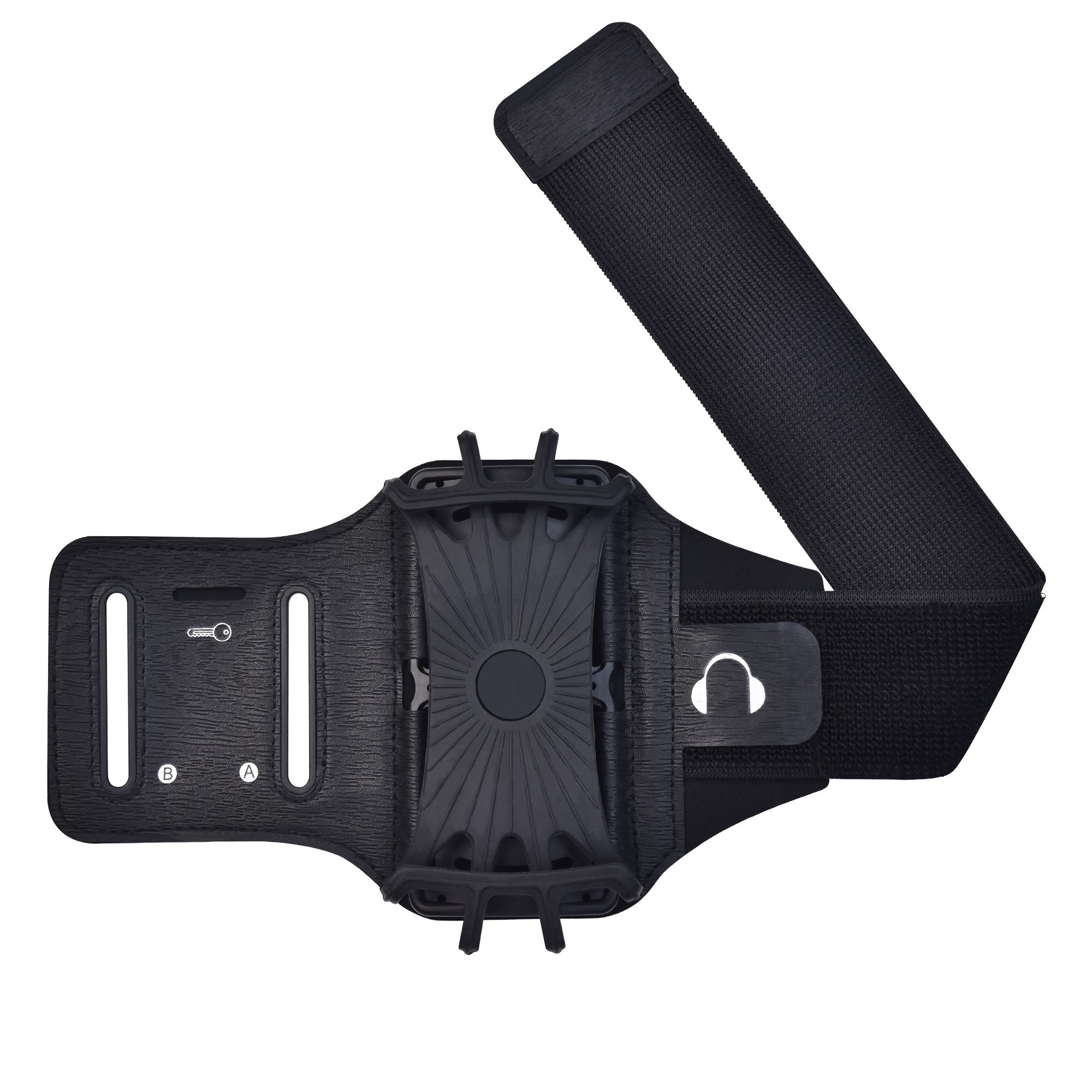 Non-detachable Rotate Sport Running Cellphone Fitness Silicon Neoprene Waterproof Armband Wristband Phone Holder for Men&Women