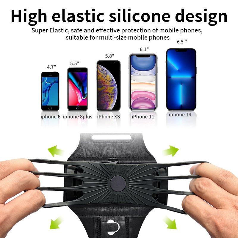 Non-detachable Rotate Sport Running Cellphone Fitness Silicon Neoprene Waterproof Armband Wristband Phone Holder for Men&Women