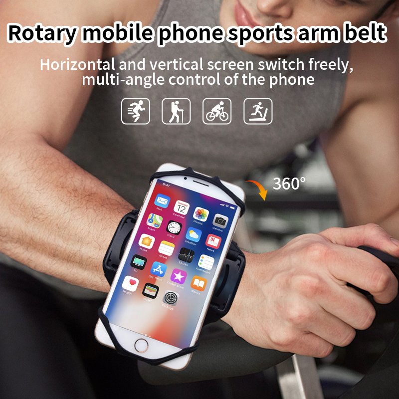 Non-detachable Rotate Sport Running Cellphone Fitness Silicon Neoprene Waterproof Armband Wristband Phone Holder for Men&Women