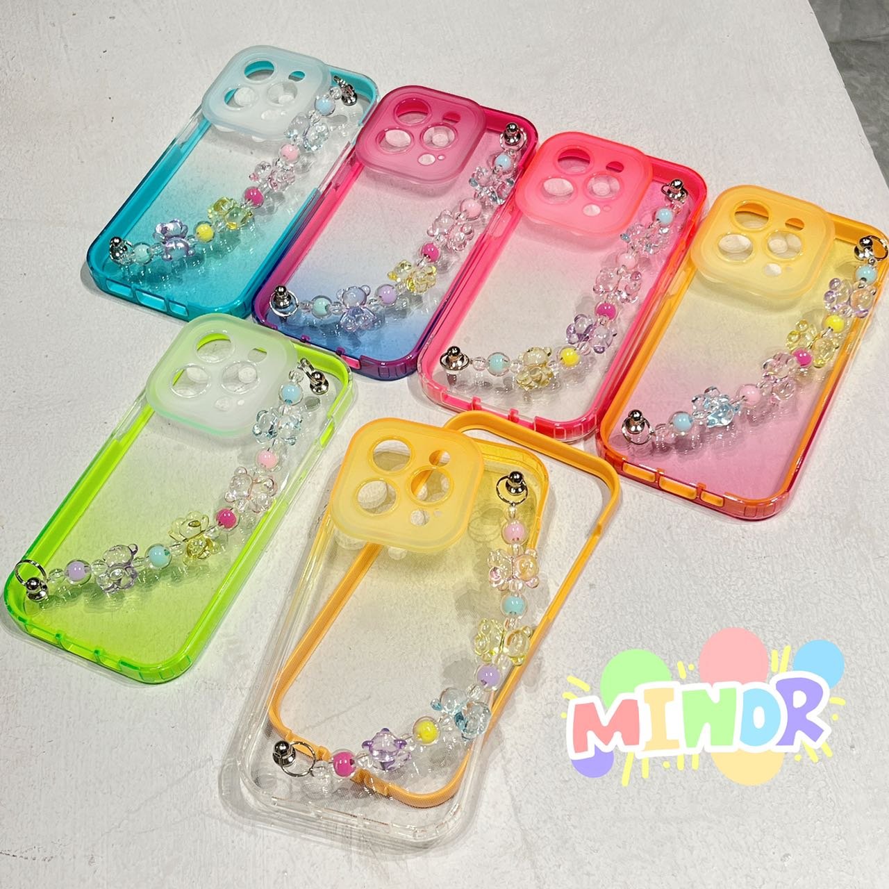 Wholesale Soft Gradient TPU Mobile Phone Case for iPhone 16 PRO MAX 14 Pro SE Plus Stylish Chain Protective Mobile Phone Case