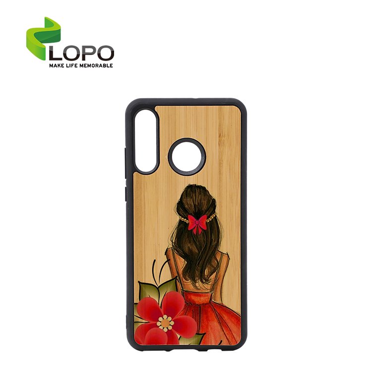 2d Blank Sublimation Cover Wireless Charging Mobile Phone Case with Bamboo Insert for Huawei P30 Lite