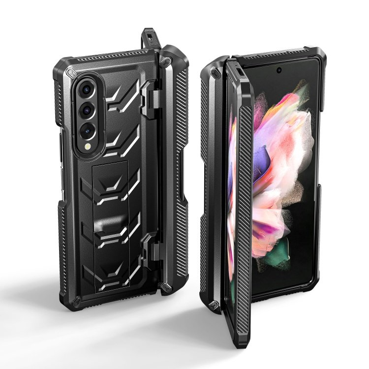 Luxury Shockproof Mobile Phone Case for Samsung Galaxy Z Fold 3 5G Stand Case with S Pen Holder and Hinge Protection