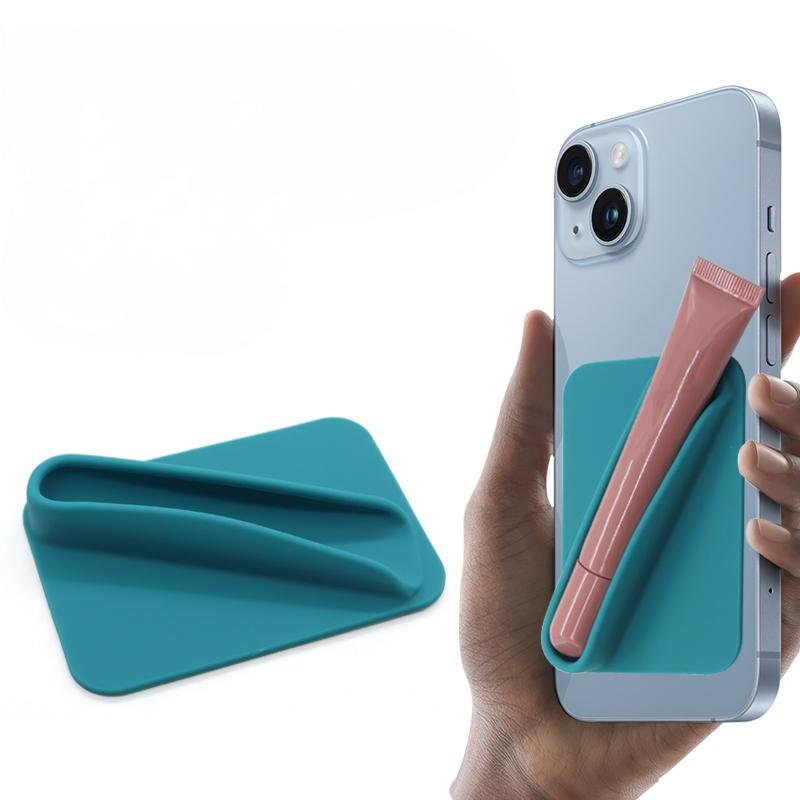 Soft Touch Silicone Lip Holder For iPhone & Android Phone Case Lipstick Glaze Phones Case Back Stick-On Holder Lipstick Sleeve