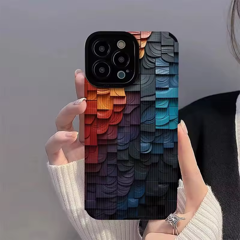 Three-dimensional wooden block Suitable for iPhone 16 15 Pro Max TPU 12 Phone Case 14 plus Dark Wind Full Pack protective cover