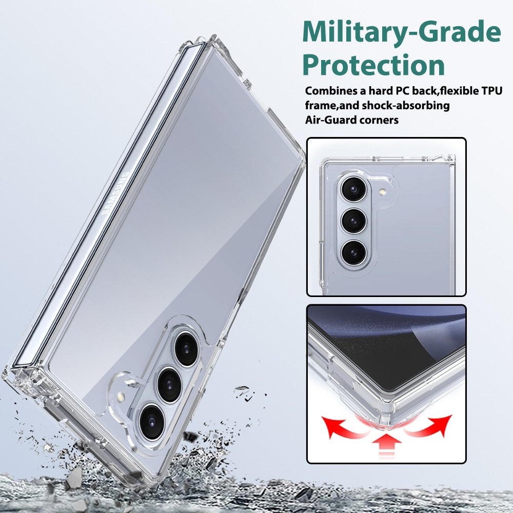 For Samsung Z Fold 6 Clear Case, Anti-Scratch Slim Fit TPU+PC Shockproof Corner Mobile Phone Cover For Samsung Galaxy Z Fold 6