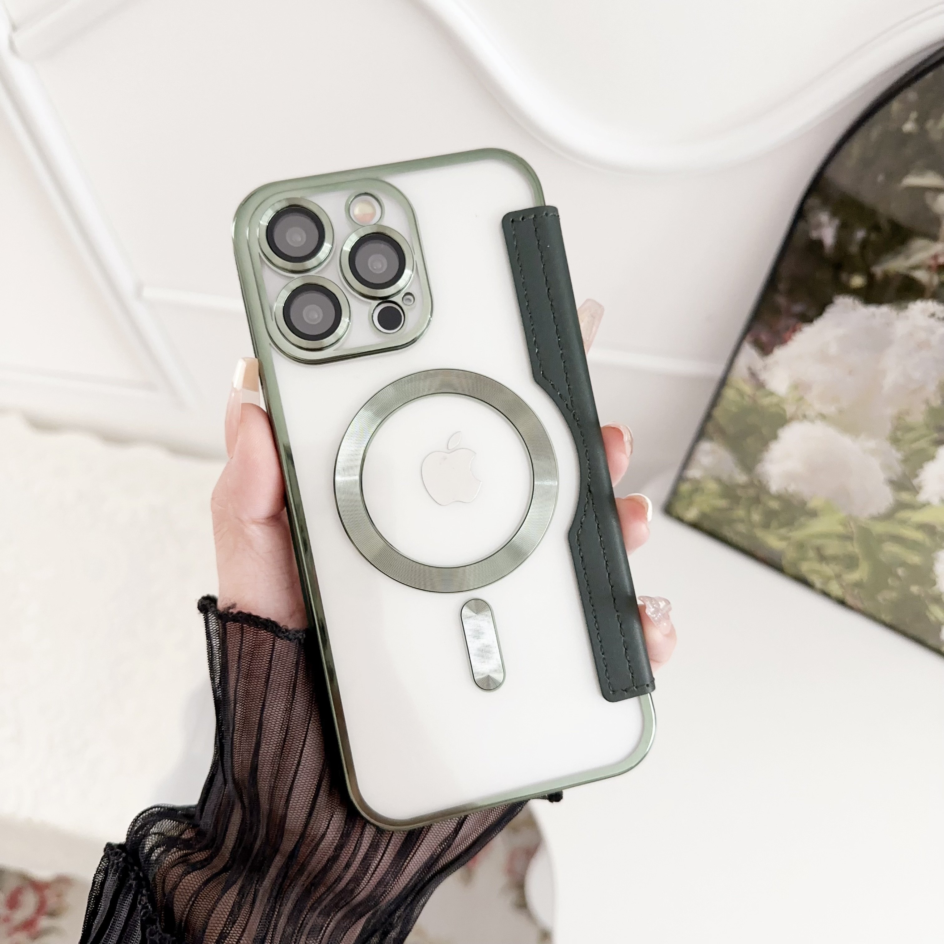 Wholesale mobile phone case for iphone 15 Electroplated magnetic TPU PC Flip leather protective case for iphone 15 14 13