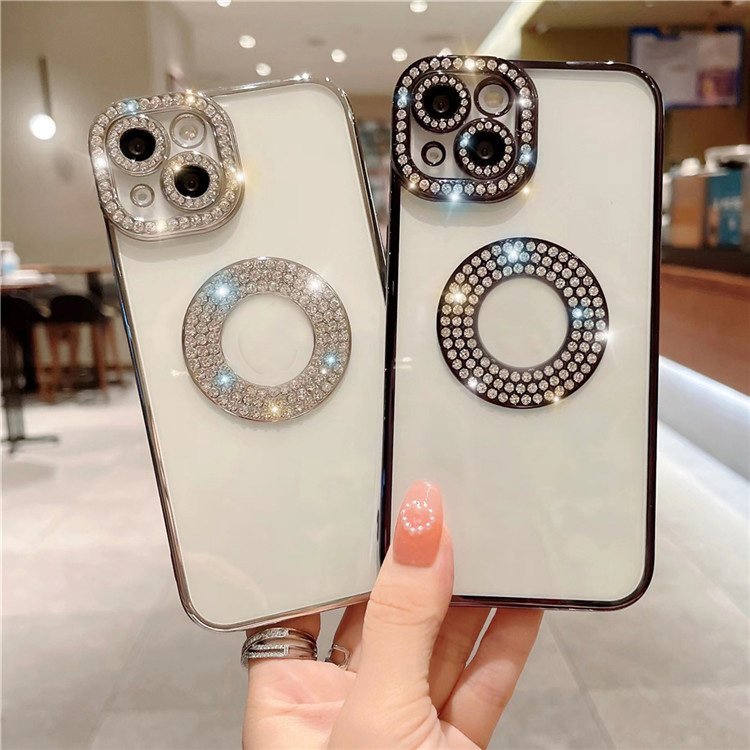 Luxury Diamond Phone Case For iPhone 16 15 14 13 12 11 Pro Max XS Max XR Plating Bumper Transparent Camera Protective Cover