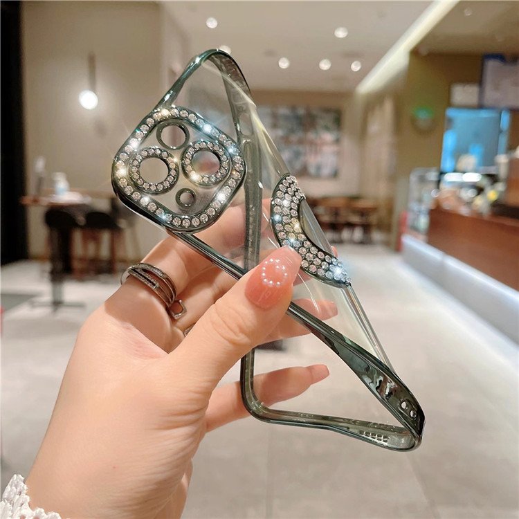 Luxury Diamond Phone Case For iPhone 16 15 14 13 12 11 Pro Max XS Max XR Plating Bumper Transparent Camera Protective Cover